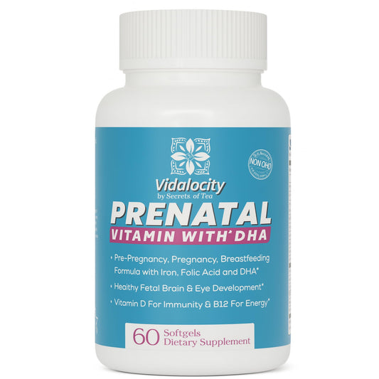 Vidalocity Prenatal Vitamins bottle showing 60-count supply