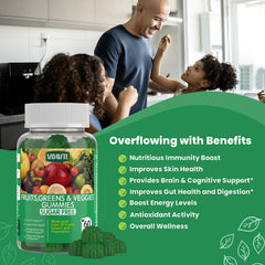 Graphic highlighting 35+ fruits and vegetables included in the gummies