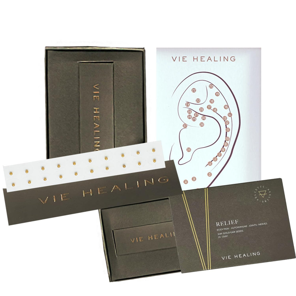 Vie Healing 24k Gold Ear Seeds kit with chart – main image