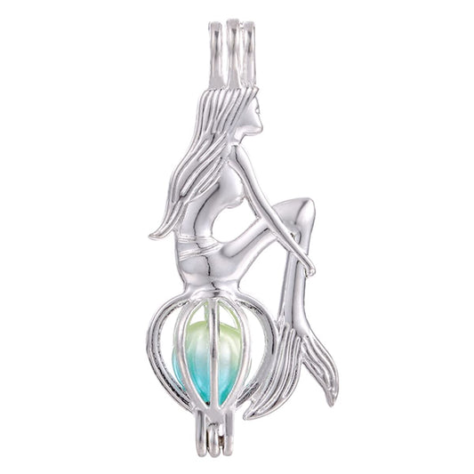 Vie jeune silver mermaid pearl cage pendant for DIY diffuser jewelry