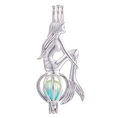 Vie jeune silver mermaid pearl cage pendant for DIY diffuser jewelry