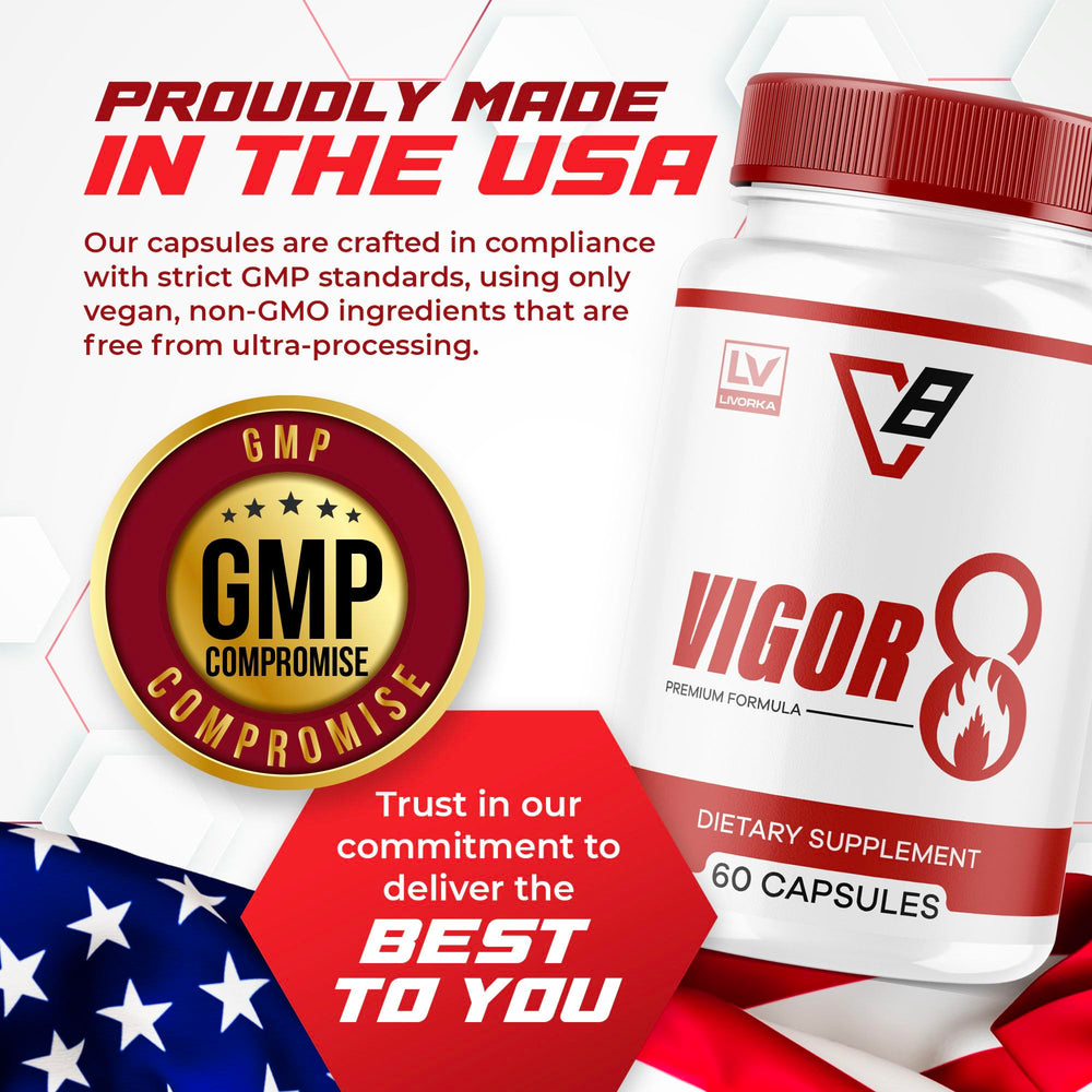 Vigor 8 Premium Formula bottle with cap