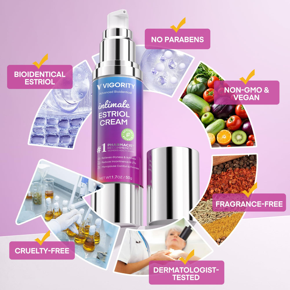 Vigority Bioidentical Estriol Cream shows a non-greasy, light finish.