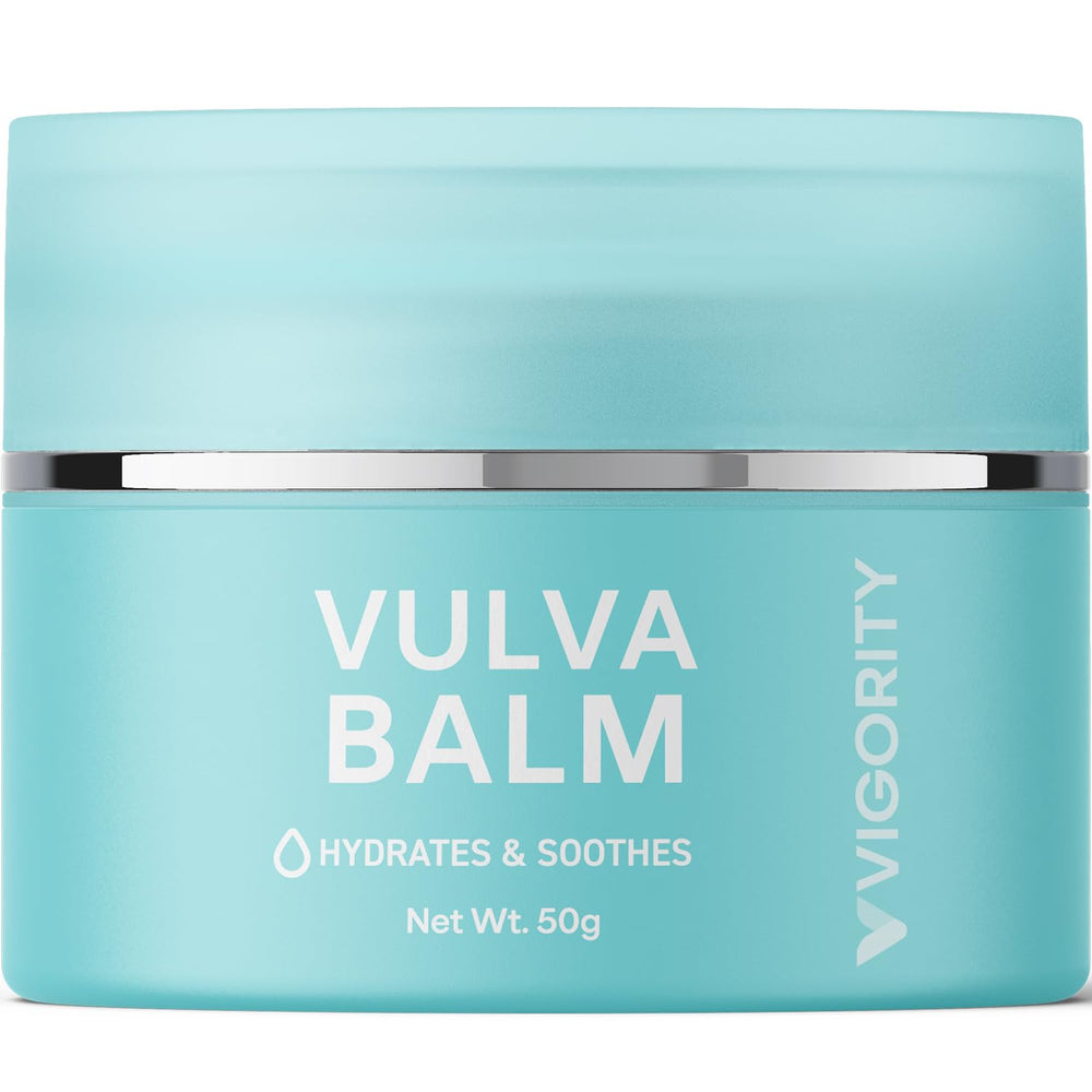 Vigority Vulva Balm packaging signals discreet menopause comfort