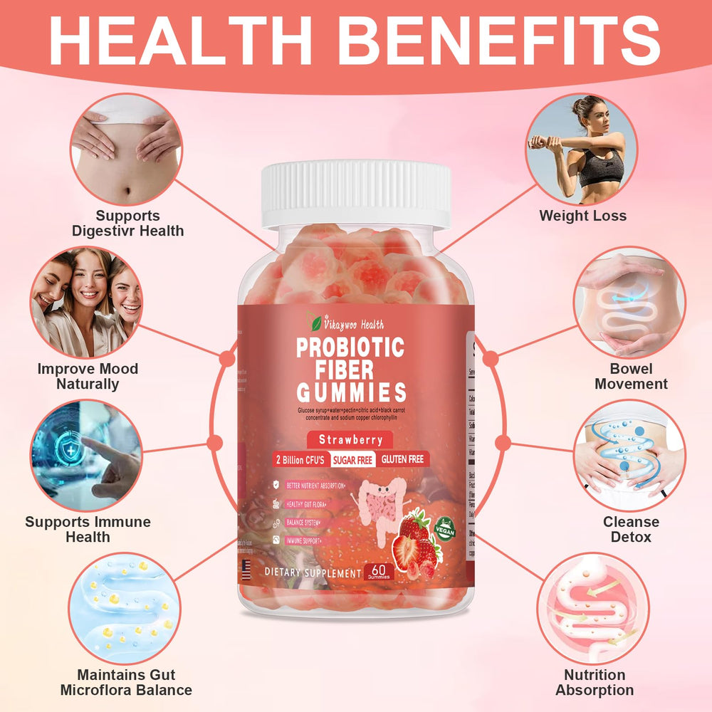 Front view of Vikaywoo Probiotic Fiber Gummies bottle