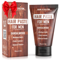 Viking Revolution Hair Paste sandalwood bottle for all-day hold with a natural finish.