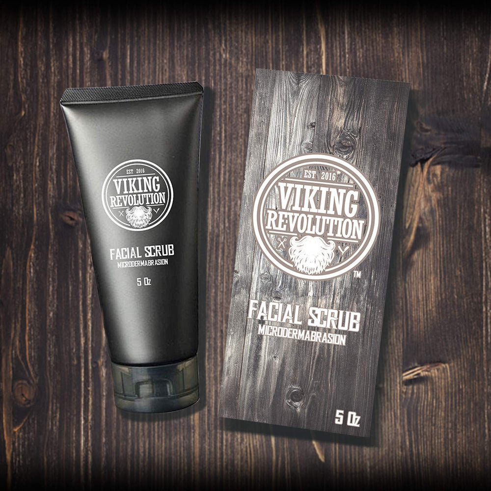 Viking Revolution microdermabrasion scrub in hand showing gritty texture.