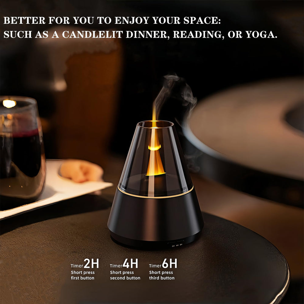 Villelei Candle Flame Diffuser top view reveals elegant pagoda silhouette.