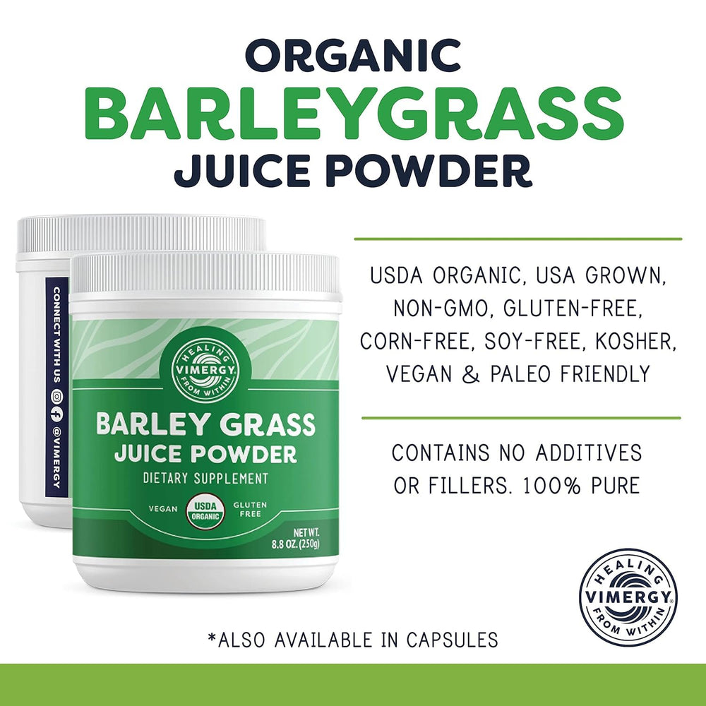 Vimergy Barley Grass Juice Powder 500g value front view