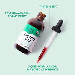 USDA Organic vegan non GMO B12 liquid label