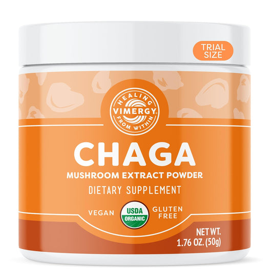 Vimergy Chaga Powder jar with scoop