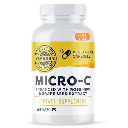 Vimergy Micro-C 500mg Vitamin C capsules bottle – 180 capsules
