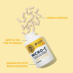 Vimergy Micro-C bottle label highlighting vegan, kosher, gluten-free