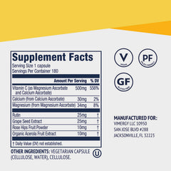 Buffered vitamin C blend with bioflavonoids and rosehip