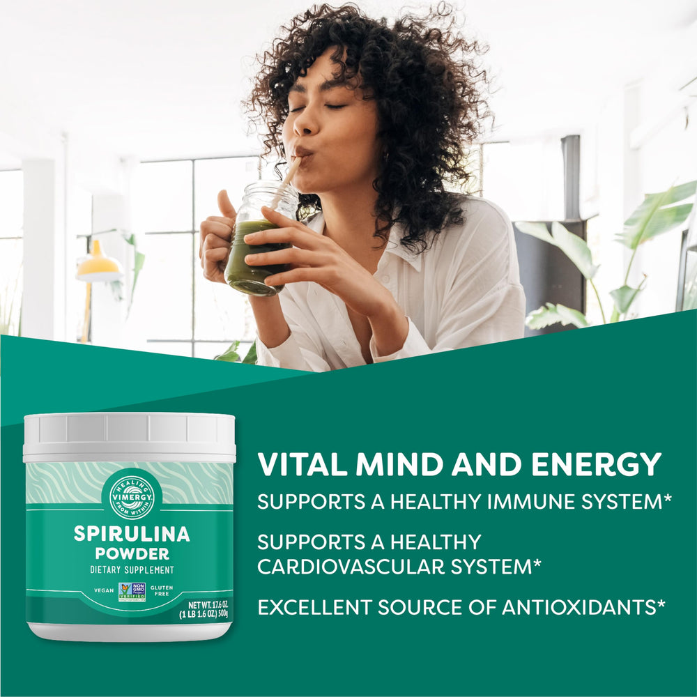 Side view of Vimergy Spirulina Powder bag