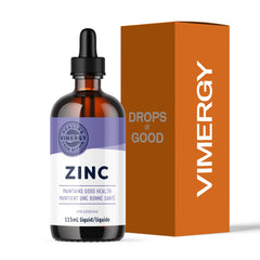 Vimergy Zinc Drops bottle shows the liquid supplement for easy daily use.