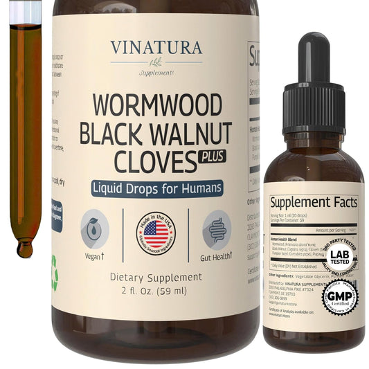 Bottle of VINATURA Wormwood Black Walnut Cloves Liquid 2 oz
