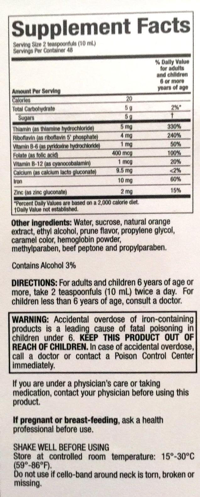 Vino Carne Hierro 2-pack dietary supplement packaging and bottles