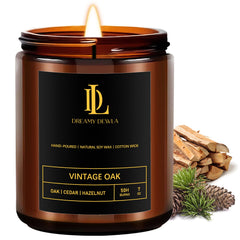 Front view of Vintage Oak Scented Candle in a 7oz jar