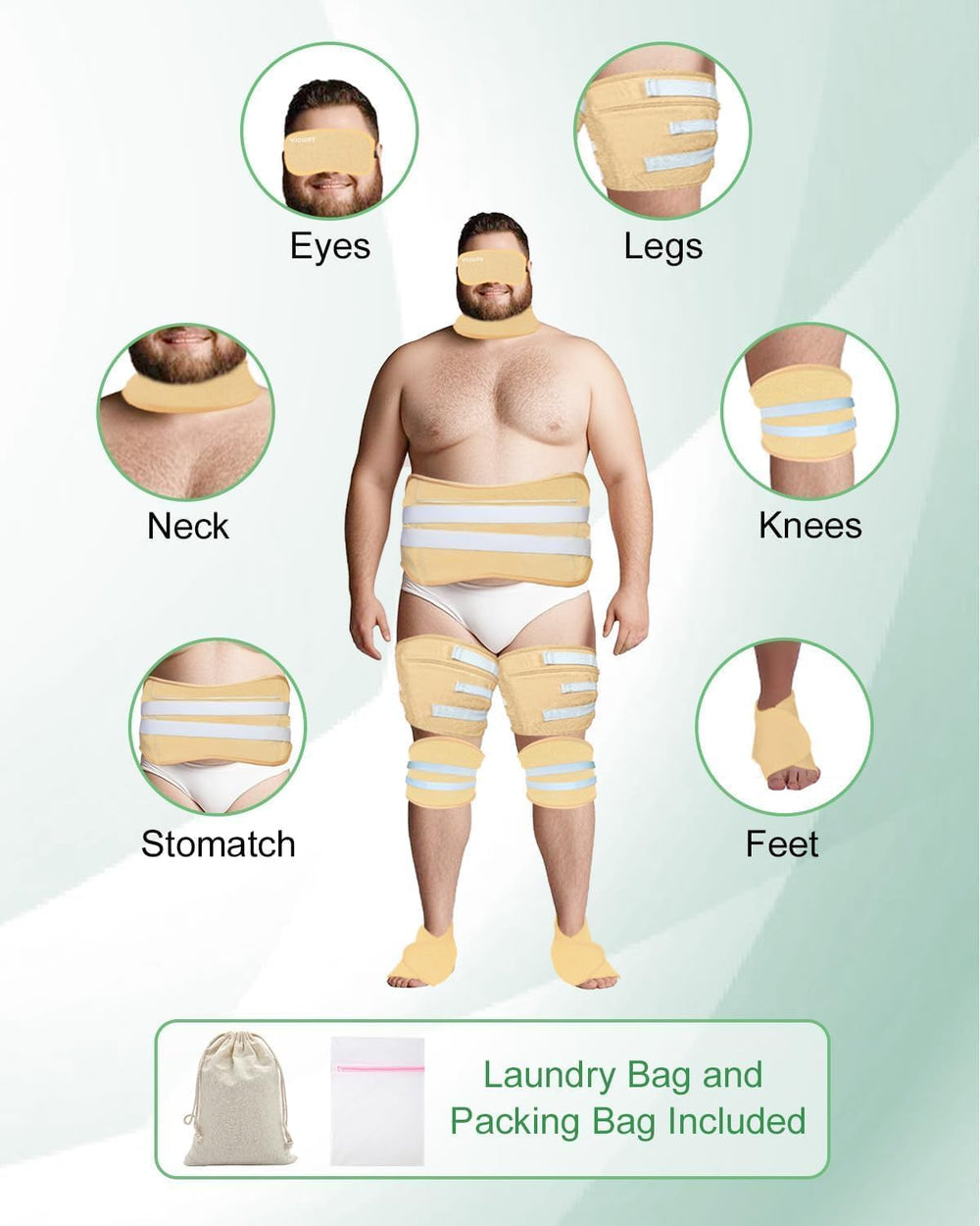 Castor oil pack wrap for legs (11 pieces, Viowey)