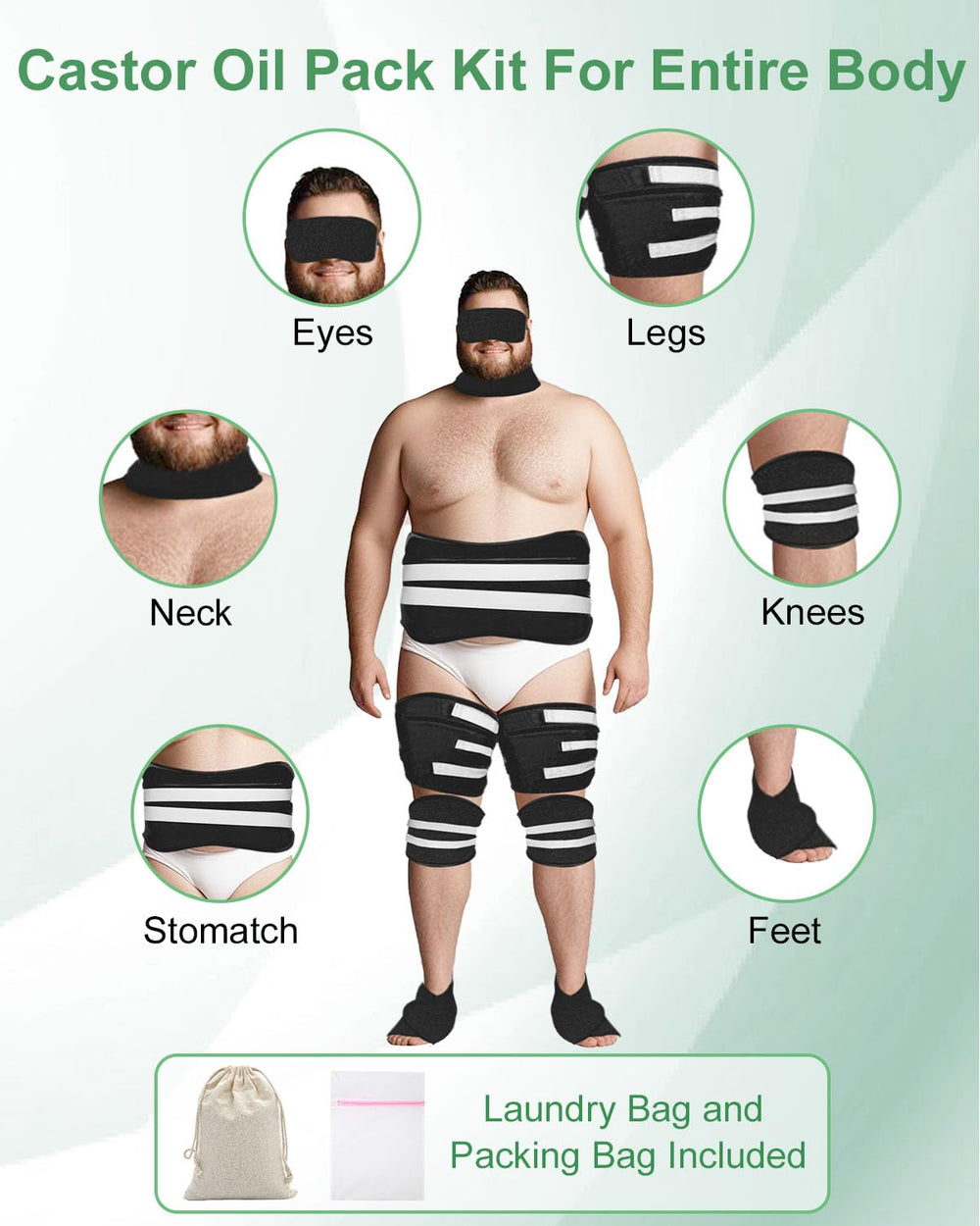Viowey Castor Oil Pack Wrap 11-piece set stomach patch applied