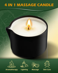 Hands applying warm massage oil from a lit VIPwax candle
