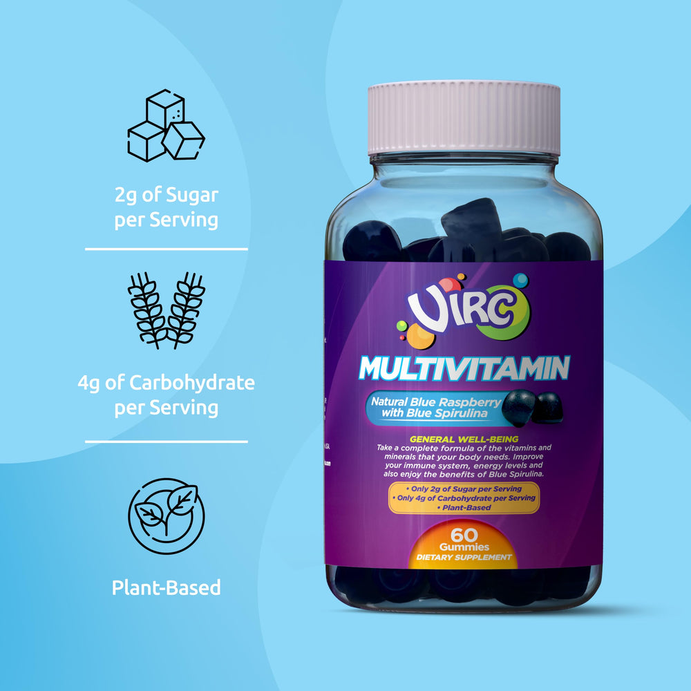 Non-GMO and allergen-free multivitamin gummies badge visuals