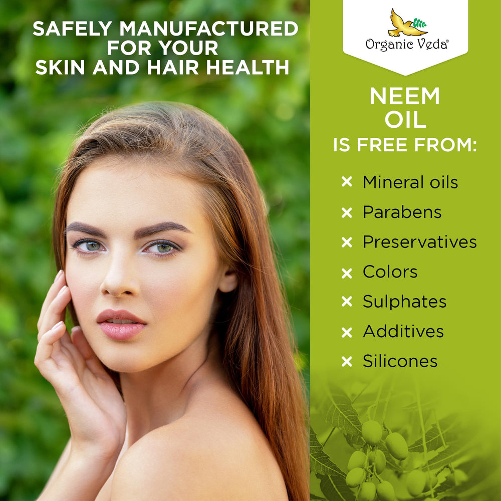 Virgin neem seed oil bottle close-up