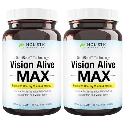 Vision Alive Max bottle showcasing 8 natural ingredients with Lutemax 2020