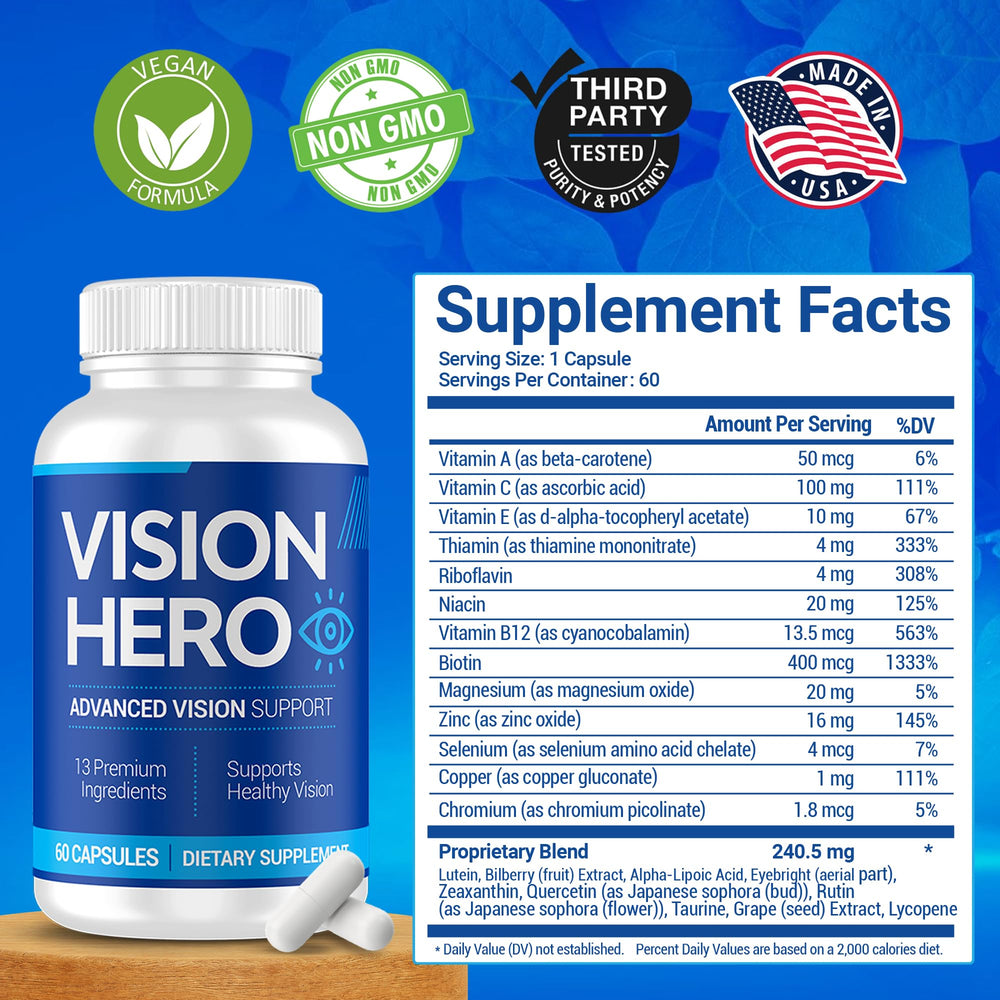 Display of four Vision Hero bottles in a pack
