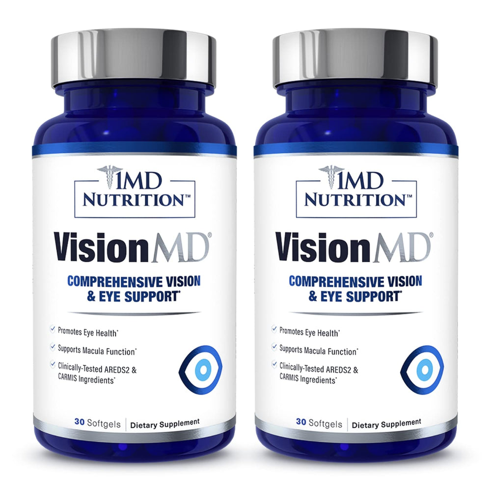 Front view of VisionMD Eye Vitamin CARMIS bottle