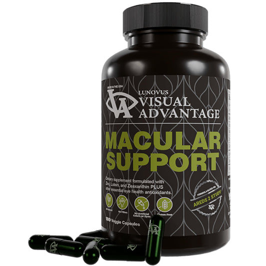 Visual Advantage Macular Support Formula bottle labeled AREDS2