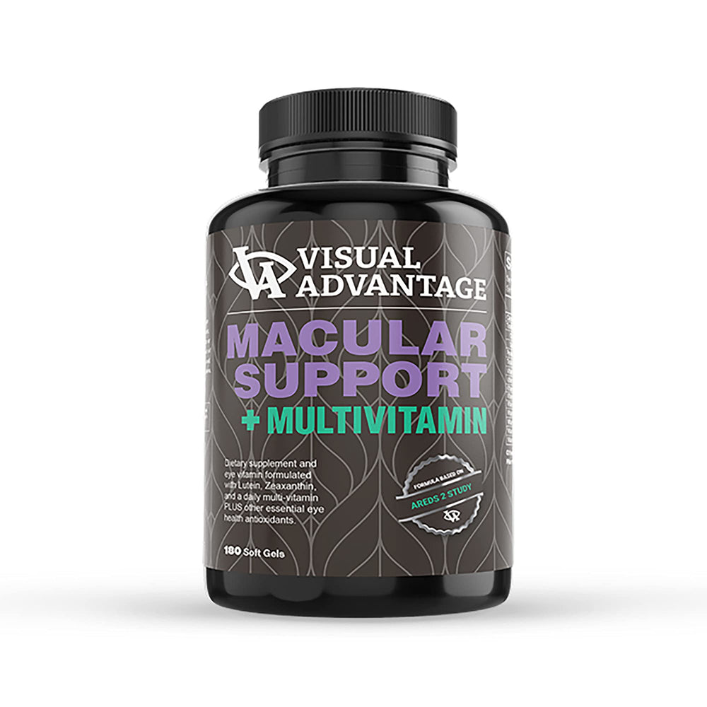 Visual Advantage AREDS2 macular support bottle with 180 soft gels