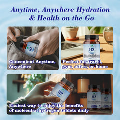 Ingredients include Vitamin B12, Vitamin C, Vitamin E, Resveratrol and magnesium with hydrogen tablets.