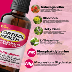 Vegan, sugar-free cortisol drops label