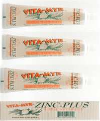 3 Pack VITA-MYR Zinc Plus Toothpaste 4 oz - front view