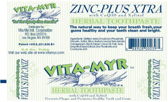 3-pack pack shot of VITA-MYR Zinc Plus Xtra Herbal Toothpaste 5.4 oz
