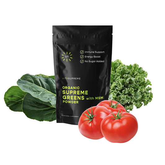 VITASUPREME Organic Greens Powder with MSM bottle front view