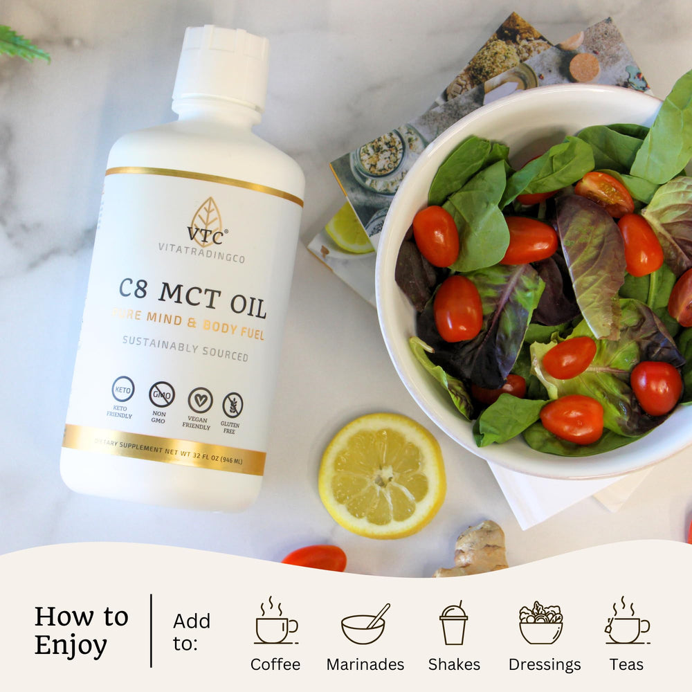 Graphic illustrating ketogenic energy benefits of C8 MCT Oil