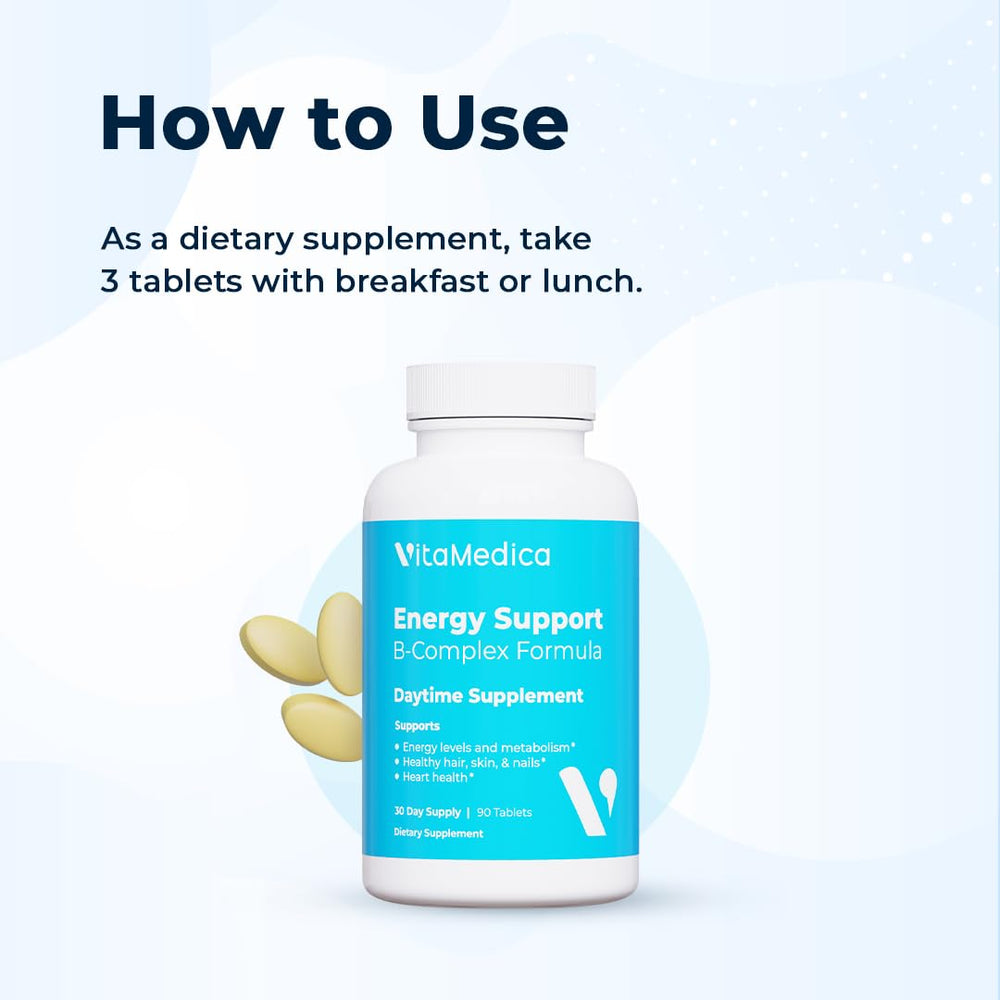 Close-up of VitaMedica Energy Support bottle cap and label