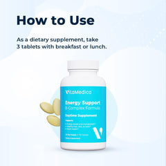 Close-up of VitaMedica Energy Support bottle cap and label