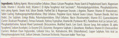 Neurozan supplement facts panel with ingredients