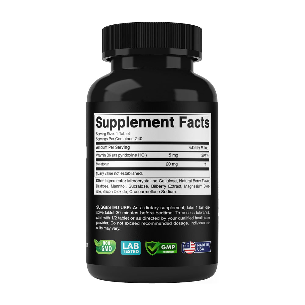 Nutrition facts panel on the bottle