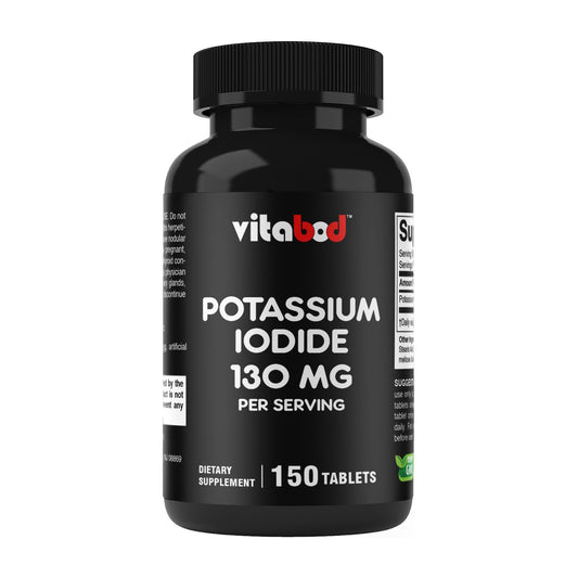 Vitabod Potassium Iodide bottle label showing 130 mg per serving