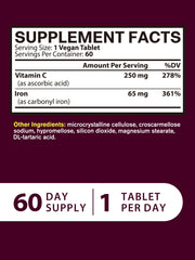 Front of bottle highlighting 60 vegan tablets