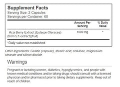 Close-up view of Vitacost Acai Berry Extract bottle label showing 1000 mg per serving