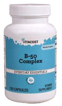 Bottle of Vitacost B-50 Complex 100 capsules - Vitamin B supplement