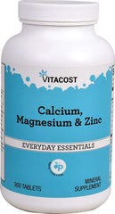 Bottle of Vitacost Calcium, Magnesium & Zinc - 300 Tablets