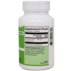 Close-up of Vitacost CoQ10 100 mg bottle label