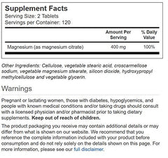 Close-up of Vitacost Magnesium Citrate 400 mg packaging and tablets